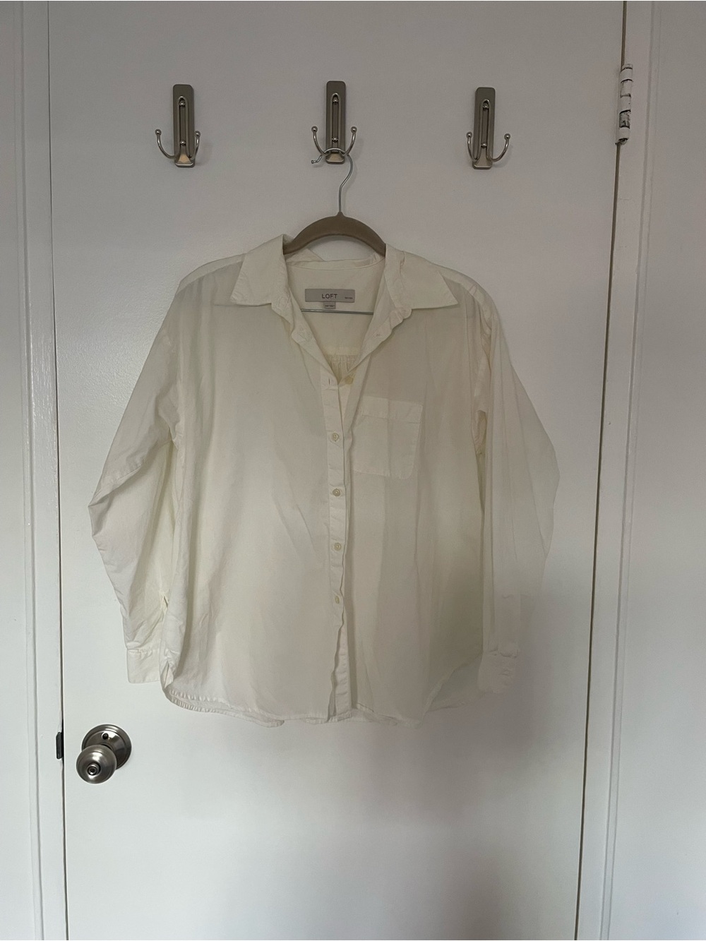Loft Relaxed Fit Cream Button-Up Shirt